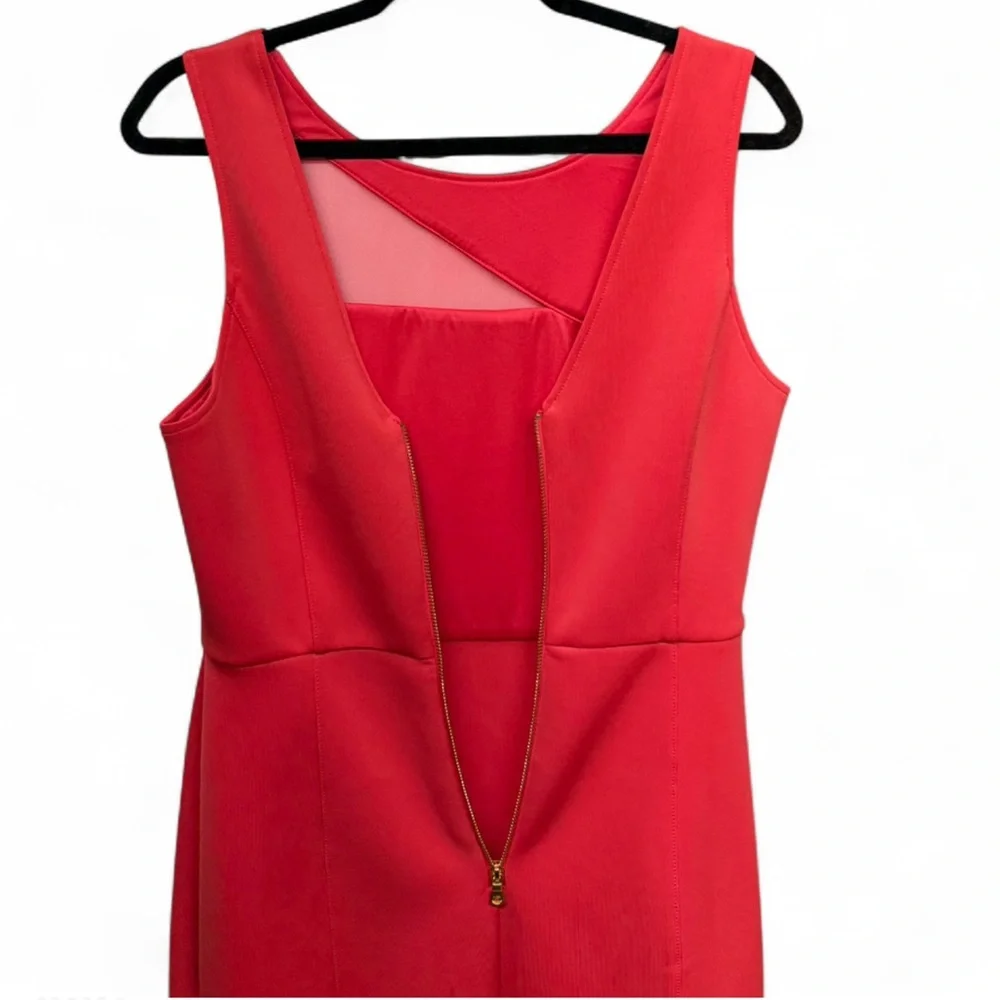 GUESS Red Mesh-Panel Bodycon Mini Dress - Picture 5 of 8